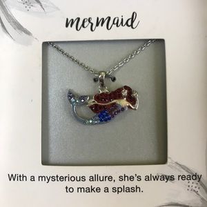 NWT silver plated mermaid necklace with crystals